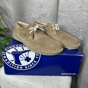 Birkenstock Men’s Memphis Leather Lace Up Shoes in Beige Sz EU 41